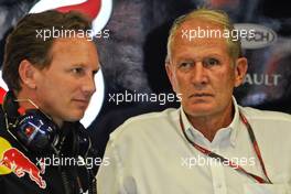 26.08.2011 Spa Francorchamps, Belgium,  Christian Horner (GBR), Red Bull Racing, Sporting Director and Helmut Marko (AUT) - Formula 1 World Championship, Rd 12, Belgian Grand Prix, Friday Practice