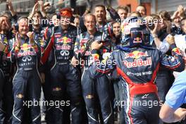28.08.2011 Spa Francorchamps, Belgium,  Sebastian Vettel (GER), Red Bull Racing - Formula 1 World Championship, Rd 12, Belgian Grand Prix, Sunday Podium