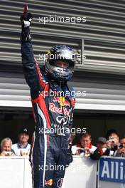 28.08.2011 Spa Francorchamps, Belgium,  Sebastian Vettel (GER), Red Bull Racing  - Formula 1 World Championship, Rd 12, Belgian Grand Prix, Sunday Podium