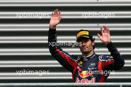 28.08.2011 Spa Francorchamps, Belgium,  Mark Webber (AUS), Red Bull Racing  - Formula 1 World Championship, Rd 12, Belgian Grand Prix, Sunday Podium