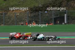 28.08.2011 Spa Francorchamps, Belgium,  Felipe Massa (BRA), Scuderia Ferrari and Nico Rosberg (GER), Mercedes GP Petronas F1 Team - Formula 1 World Championship, Rd 12, Belgian Grand Prix, Sunday Race
