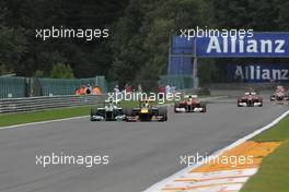 28.08.2011 Spa Francorchamps, Belgium, Nico Rosberg (GER), Mercedes GP and Sebastian Vettel (GER), Red Bull Racing  - Formula 1 World Championship, Rd 12, Belgian Grand Prix, Sunday Race