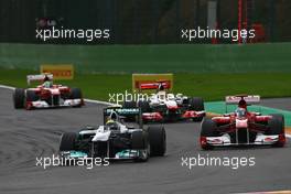 28.08.2011 Spa Francorchamps, Belgium,  Nico Rosberg (GER), Mercedes GP and Fernando Alonso (ESP), Scuderia Ferrari  - Formula 1 World Championship, Rd 12, Belgian Grand Prix, Sunday Race