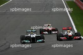 28.08.2011 Spa Francorchamps, Belgium, Nico Rosberg (GER), Mercedes GP and Jenson Button (GBR), McLaren Mercedes  - Formula 1 World Championship, Rd 12, Belgian Grand Prix, Sunday Race