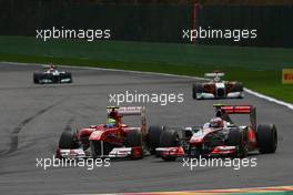 28.08.2011 Spa Francorchamps, Belgium,  Felipe Massa (BRA), Scuderia Ferrari and Jenson Button (GBR), McLaren Mercedes  - Formula 1 World Championship, Rd 12, Belgian Grand Prix, Sunday Race