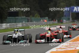 28.08.2011 Spa Francorchamps, Belgium, Nico Rosberg (GER), Mercedes GP and Felipe Massa (BRA), Scuderia Ferrari  - Formula 1 World Championship, Rd 12, Belgian Grand Prix, Sunday Race