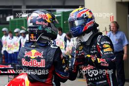 27.11.2011 Interlargos, Brazil,  Sebastian Vettel (GER), Red Bull Racing and Mark Webber (AUS), Red Bull Racing  - Formula 1 World Championship, Rd 19, Brazilian Grand Prix, Sunday Podium