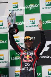 27.11.2011 Sao Paulo, Brazil, Mark Webber (AUS), Red Bull Racing  - Formula 1 World Championship, Rd 19, Brazilian Grand Prix, Sunday Podium