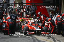 27.11.2011 Sao Paulo, Brazil, Jerome d'Ambrosio (BEL), Marussia Virgin Racing pit stop  - Formula 1 World Championship, Rd 19, Brazilian Grand Prix, Sunday Race