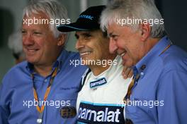 27.11.2011 Interlargos, Brazil,  Nelson Piquet (BRA) drives the Brabham BT49, Herbie Blash (GBR), Charlie Whiting (GBR)  - Formula 1 World Championship, Rd 19, Brazilian Grand Prix, Sunday