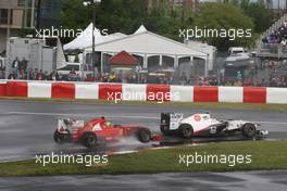 12.06.2011 Montreal, Canada,  Kamui Kobayashi (JAP), Sauber F1 Team and Felipe Massa (BRA), Scuderia Ferrari - Formula 1 World Championship, Rd 07, Canadian Grand Prix, Sunday Race