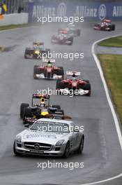 12.06.2011 Montreal, Canada, Sebastian Vettel (DEU) Red Bull Racing, Fernando Alonso  (ESP) Scuderia Ferrari, Felipe Massa  (BRA) Scuderia Ferrari - Formula 1 World Championship, Rd 7, Canadian Grand Prix, Sunday Race