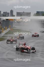 12.06.2011 Montreal, Canada,  Fernando Alonso (ESP), Scuderia Ferrari leads Felipe Massa (BRA), Scuderia Ferrari - Formula 1 World Championship, Rd 07, Canadian Grand Prix, Sunday Race