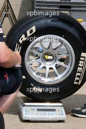 09.06.2011 Montreal, Canada,  Red Bull Racing weight the tyres - Formula 1 World Championship, Rd 07, Canadian Grand Prix, Thursday