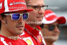 09.06.2011 Montreal, Canada,  Fernando Alonso (ESP), Scuderia Ferrari, Stefano Domenicali (ITA), Scuderia Ferrari Sporting Director and Felipe Massa (BRA), Scuderia Ferrari  - Formula 1 World Championship, Rd 07, Canadian Grand Prix, Thursday