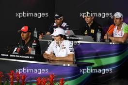 09.06.2011 Montreal, Canada,   Pastor Maldonado (VEN), AT&T Williams, Lewis Hamilton (GBR), McLaren Mercedes, Vitaly Petrov (RUS), Lotus Renault GP, Sergio Pérez (MEX), Sauber F1 Team, Adrian Sutil (GER), Force India F1 Team - Formula 1 World Championship, Rd 07, Canadian Grand Prix, Thursday Press Conference