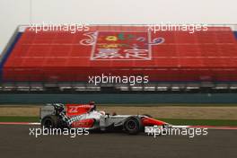 15.04.2011 Shanghai, China,  Narain Karthikeyan (IND), Hispania Racing Team, HRT  - Formula 1 World Championship, Rd 03, Chinese Grand Prix, Friday Practice