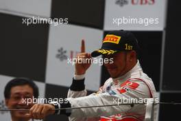 17.04.2011 Shanghai, China,  Lewis Hamilton (GBR), McLaren Mercedes  - Formula 1 World Championship, Rd 03, Chinese Grand Prix, Sunday Podium