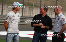 14.04.2011 Shanghai, China,  Nico Rosberg (GER), Mercedes GP, Martin Brundle (GBR), BBC Television - Formula 1 World Championship, Rd 03, Chinese Grand Prix, Thursday