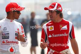 14.04.2011 Shanghai, China,  Lewis Hamilton (GBR), McLaren Mercedes and Fernando Alonso (ESP), Scuderia Ferrari  - Formula 1 World Championship, Rd 03, Chinese Grand Prix, Thursday