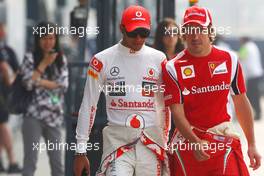 14.04.2011 Shanghai, China,  Lewis Hamilton (GBR), McLaren Mercedes and Fernando Alonso (ESP), Scuderia Ferrari  - Formula 1 World Championship, Rd 03, Chinese Grand Prix, Thursday