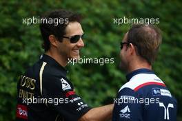 14.04.2011 Shanghai, China,  Bruno Senna (BRE), test driver, Renault F1 Team and Rubens Barrichello (BRA), Williams F1 Team  - Formula 1 World Championship, Rd 03, Chinese Grand Prix, Thursday