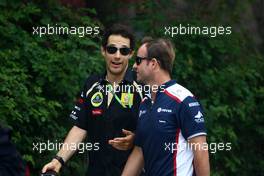 14.04.2011 Shanghai, China,  Bruno Senna (BRE), test driver, Renault F1 Team and Rubens Barrichello (BRA), Williams F1 Team  - Formula 1 World Championship, Rd 03, Chinese Grand Prix, Thursday