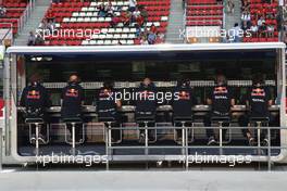 20.05.2011 Barcelona, Spain,  Christian Horner (GBR), Red Bull Racing, Sporting Director pit wall gantry - Formula 1 World Championship, Rd 05, Spainish Grand Prix, Friday Practice