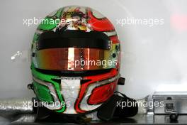 20.05.2011 Barcelona, Spain,  Helmet of Vitantonio Liuzzi (ITA), Hispania Racing Team, HRT  - Formula 1 World Championship, Rd 05, Spainish Grand Prix, Friday Practice
