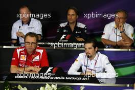 20.05.2011 Barcelona, Spain,  Mark Gallagher (IRL), General Manager of Cosworth, Stefano Domenicali (ITA) Ferrari General Director, Adam Parr (GBR) CEO Williams, Jose Carabante Aguilera (ESP) Groupo Hispania, Jean-Francois Caubet (FRA), Managing director of Renault F1 - Formula 1 World Championship, Rd 05, Spainish Grand Prix, Friday Press Conference