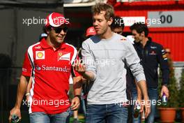 20.05.2011 Barcelona, Spain,  Felipe Massa (BRA), Scuderia Ferrari and Sebastian Vettel (GER), Red Bull Racing  - Formula 1 World Championship, Rd 05, Spainish Grand Prix, Friday