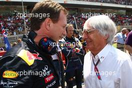 22.05.2011 Barcelona, Spain,  Christian Horner (GBR), Red Bull Racing, Sporting Director with Bernie Ecclestone (GBR) - Formula 1 World Championship, Rd 05, Spainish Grand Prix, Sunday Pre-Race Grid