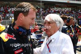 22.05.2011 Barcelona, Spain,  Christian Horner (GBR), Red Bull Racing, Sporting Director with Bernie Ecclestone (GBR) - Formula 1 World Championship, Rd 05, Spainish Grand Prix, Sunday Pre-Race Grid