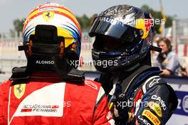 22.05.2011 Barcelona, Spain,  Fernando Alonso (ESP), Scuderia Ferrari, Sebastian Vettel (GER), Red Bull Racing - Formula 1 World Championship, Rd 05, Spainish Grand Prix, Sunday Podium