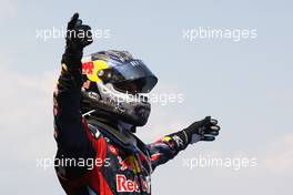 22.05.2011 Barcelona, Spain,  Sebastian Vettel (GER), Red Bull Racing, celebrates victory in parc ferme - Formula 1 World Championship, Rd 05, Spainish Grand Prix, Sunday Podium