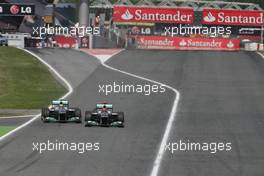 22.05.2011 Barcelona, Spain,  Michael Schumacher (GER), Mercedes GP and Nico Rosberg (GER), Mercedes GP  - Formula 1 World Championship, Rd 05, Spainish Grand Prix, Sunday Race