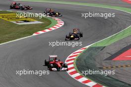 22.05.2011 Barcelona, Spain,  Fernando Alonso (ESP), Scuderia Ferrari, F150 leads Sebastian Vettel (GER), Red Bull Racing, RB7 - Formula 1 World Championship, Rd 05, Spainish Grand Prix, Sunday Race