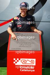 21.05.2011 Barcelona, Spain,  Sebastian Vettel (GER), Red Bull Racing, honoured at the circuit with a plaque - Formula 1 World Championship, Rd 05, Spainish Grand Prix, Saturday