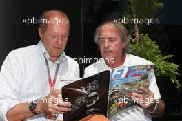 22.05.2011 Barcelona, Spain,  Eric Van De Poele (BEL), Belgium TV RTBF and Jacques Laffite (FRA), French TV TF1  - Formula 1 World Championship, Rd 05, Spainish Grand Prix, Sunday