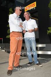 22.05.2011 Barcelona, Spain,  Eric Van De Poele (BEL), Belgium TV RTBF and Jacques Laffite (FRA), French TV TF1  - Formula 1 World Championship, Rd 05, Spainish Grand Prix, Sunday