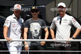 22.05.2011 Barcelona, Spain,  Michael Schumacher (GER), Mercedes GP Petronas F1 Team, Jorge Lorenzo (ESP) MotoGP Champion, Nico Rosberg (GER), Mercedes GP Petronas F1 Team - Formula 1 World Championship, Rd 05, Spainish Grand Prix, Sunday