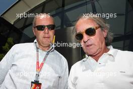 22.05.2011 Barcelona, Spain,  Eric Van De Poele (BEL), Belgium TV RTBF and Jacques Laffite (FRA), French TV TF1  - Formula 1 World Championship, Rd 05, Spainish Grand Prix, Sunday