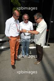 22.05.2011 Barcelona, Spain,  Eric Van De Poele (BEL), Belgium TV RTBF and Jacques Laffite (FRA), French TV TF1  - Formula 1 World Championship, Rd 05, Spainish Grand Prix, Sunday