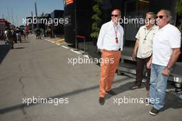 22.05.2011 Barcelona, Spain,  Eric Van De Poele (BEL), Belgium TV RTBF and Jacques Laffite (FRA), French TV TF1  - Formula 1 World Championship, Rd 05, Spainish Grand Prix, Sunday