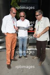 22.05.2011 Barcelona, Spain,  Eric Van De Poele (BEL), Belgium TV RTBF and Jacques Laffite (FRA), French TV TF1  - Formula 1 World Championship, Rd 05, Spainish Grand Prix, Sunday