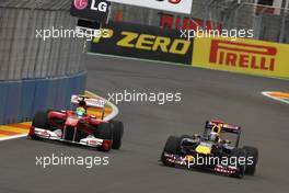 24.06.2011 Valencia, Spain,  Fernando Alonso (ESP), Scuderia Ferrari and Sebastian Vettel (GER), Red Bull Racing - Formula 1 World Championship, Rd 08, European Grand Prix, Friday Practice