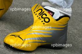 24.06.2011 Valencia, Spain,  Shoes of Nico Rosberg (GER), Mercedes GP  - Formula 1 World Championship, Rd 08, European Grand Prix, Friday Practice