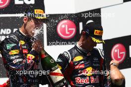 26.06.2011 Valencia, Spain,  1st place Sebastian Vettel (GER), Red Bull Racing - Formula 1 World Championship, Rd 08, European Grand Prix, Sunday Podium
