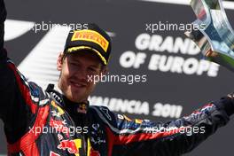 26.06.2011 Valencia, Spain,  Sebastian Vettel (GER), Red Bull Racing wins the race - Formula 1 World Championship, Rd 08, European Grand Prix, Sunday Podium