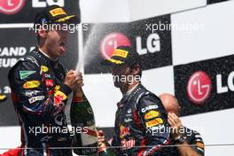 26.06.2011 Valencia, Spain,  1st place Sebastian Vettel (GER), Red Bull Racing - Formula 1 World Championship, Rd 08, European Grand Prix, Sunday Podium
